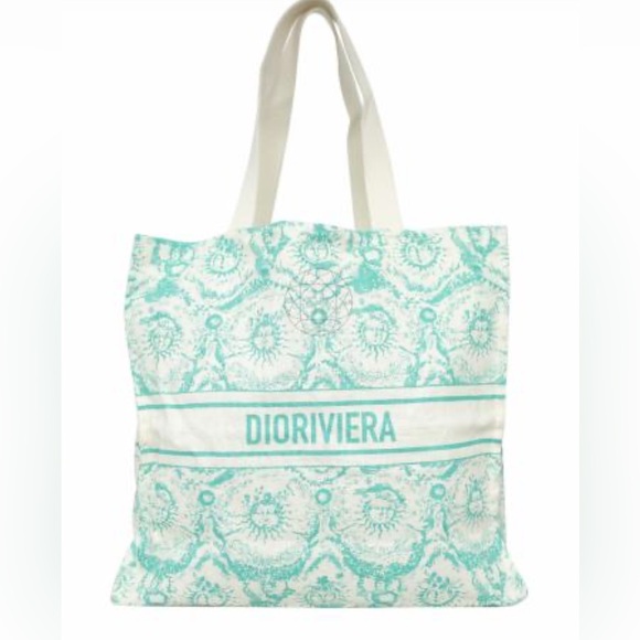 NWT DIOR DIORIVIERA Canvas Tote Turquoise - Picture 5 of 5